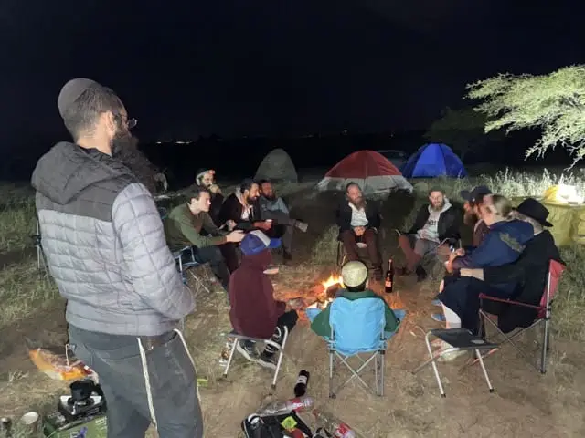 Friends enjoying the Yatir Forest camping trip